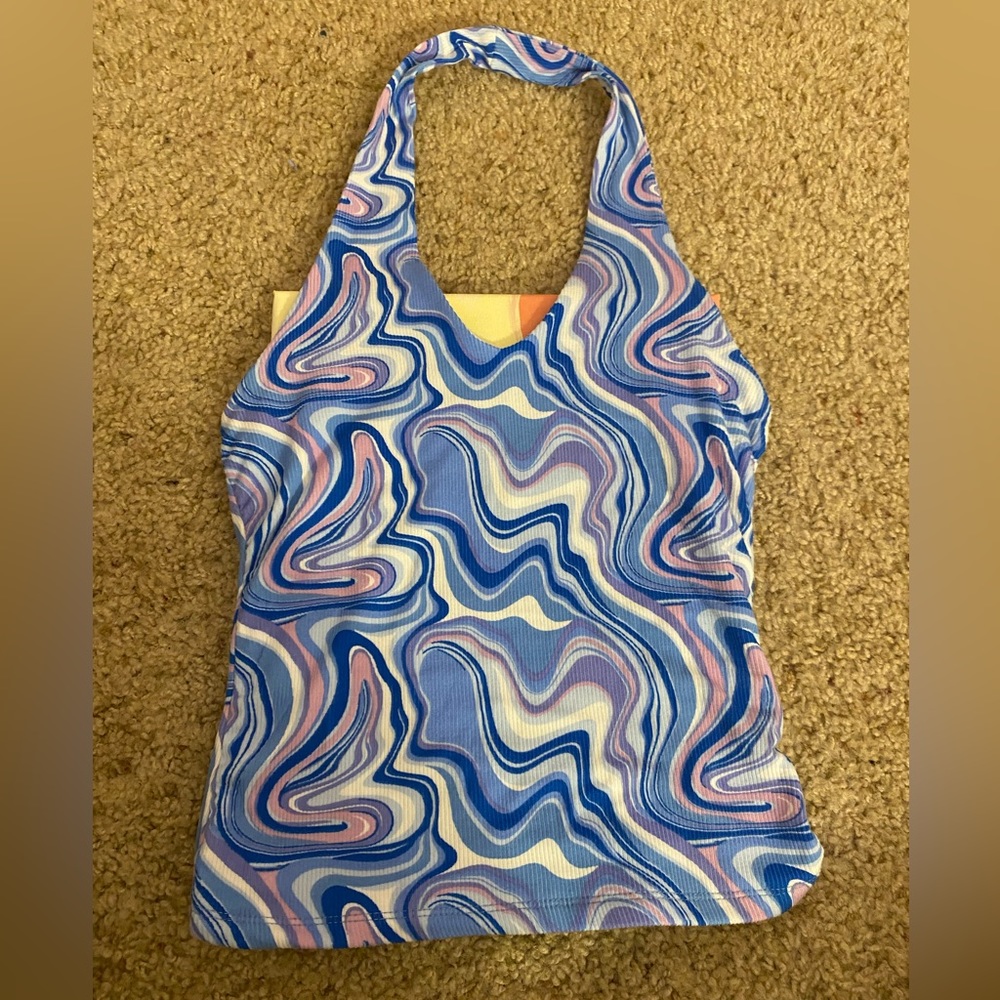 new swirly crop neck wrap top size small